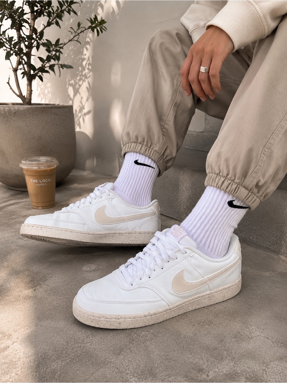 Nike Court Vision Low Next Nature White Beige Sneakers Size 11